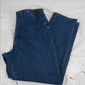 Lee Jeans Wm 16 Medium Pepper Stone High Waisted Mom Elastic Waist 80s 90s Plus